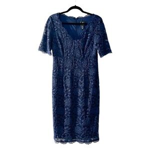 ADRIANNA PAPELL Paisley ST. LACE Short Sheath Dress, Midnight Sz 12 P